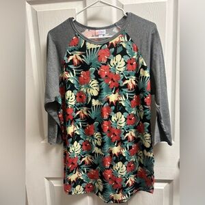 LuLaRoe Randy Floral Raglan Tee | XL | Casual Lounge Top